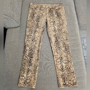 Tory Burch Reptile Snakeskin Brown Tan Super Skinny Jeans Size 28